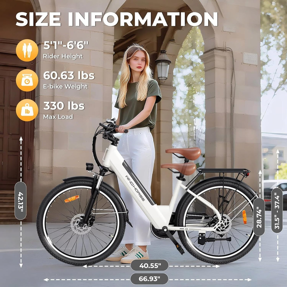 Electric Bike 350W Motor, 36V 13Ah Removable Battery, 32KM/H Max Speed, 40–80KM Range, 26 Inches Tires, Shimano 7-Speed, Dual Disc Brakes, Front Suspension, 3 Riding Modes