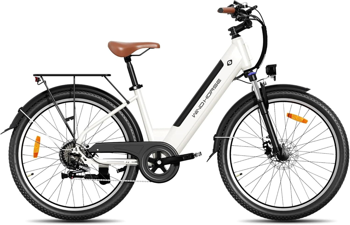 Electric Bike 350W Motor, 36V 13Ah Removable Battery, 32KM/H Max Speed, 40–80KM Range, 26 Inches Tires, Shimano 7-Speed, Dual Disc Brakes, Front Suspension, 3 Riding Modes