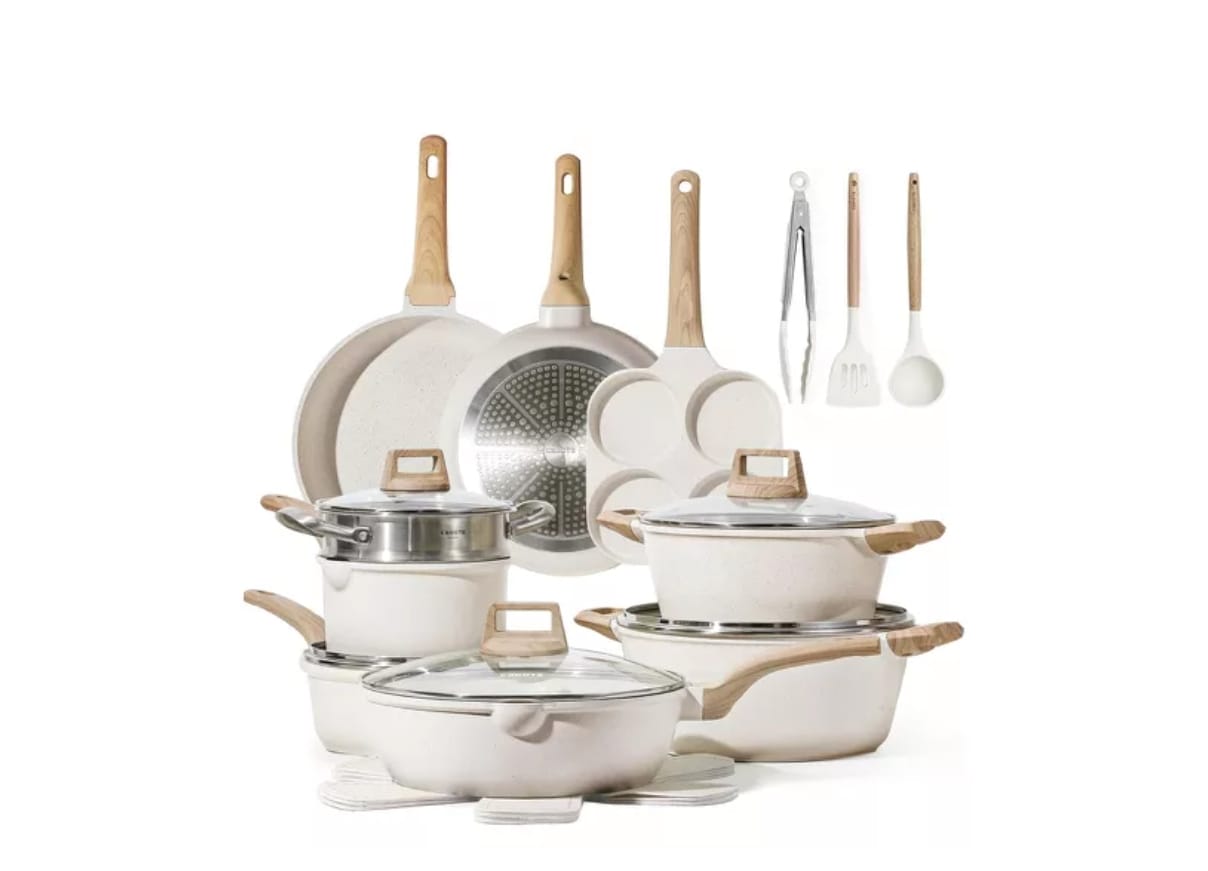 21pcs Pots and Pans Set, Nonstick Cookware Sets, Induction Cookware Kitchen Set Non Stick Cooking Set w/Frying Pans & Saucepans