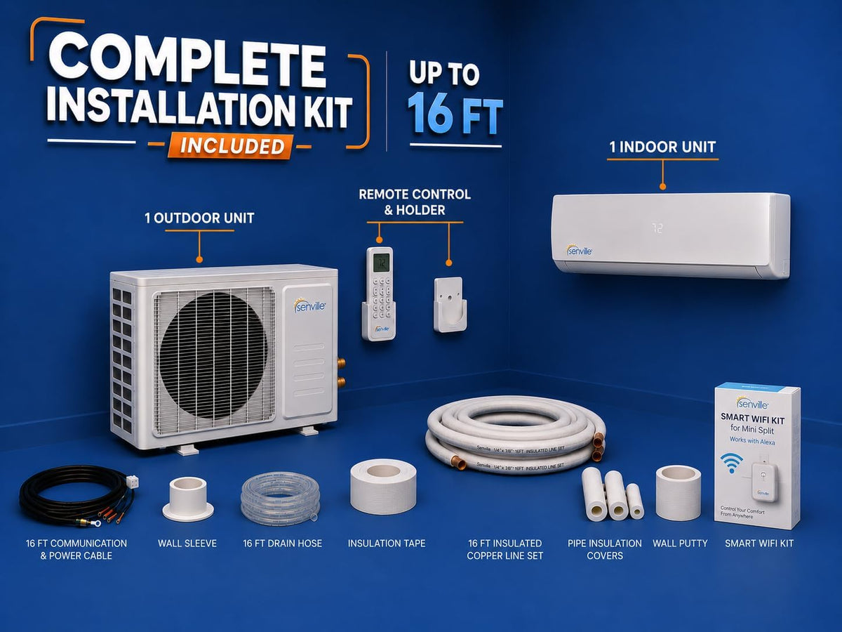 LETO Series Mini Split Air Conditioner Heat Pump, 12000 BTU 110/120V, Inverter, Works with Alexa, SEER2 20.8, 1 Ton, White